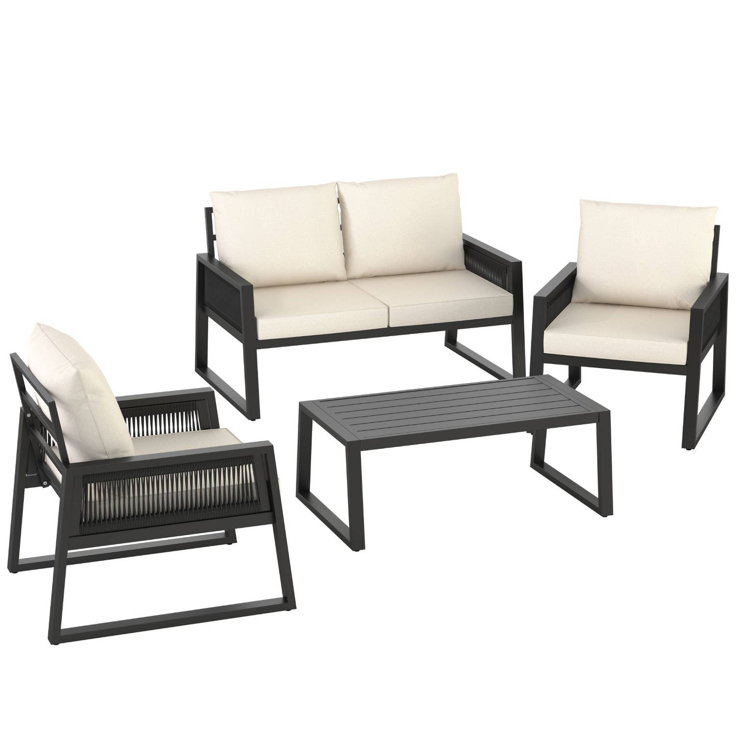 tectake® - luxe tuinset - lounge set "Captive" - rope-design - aluminium frame