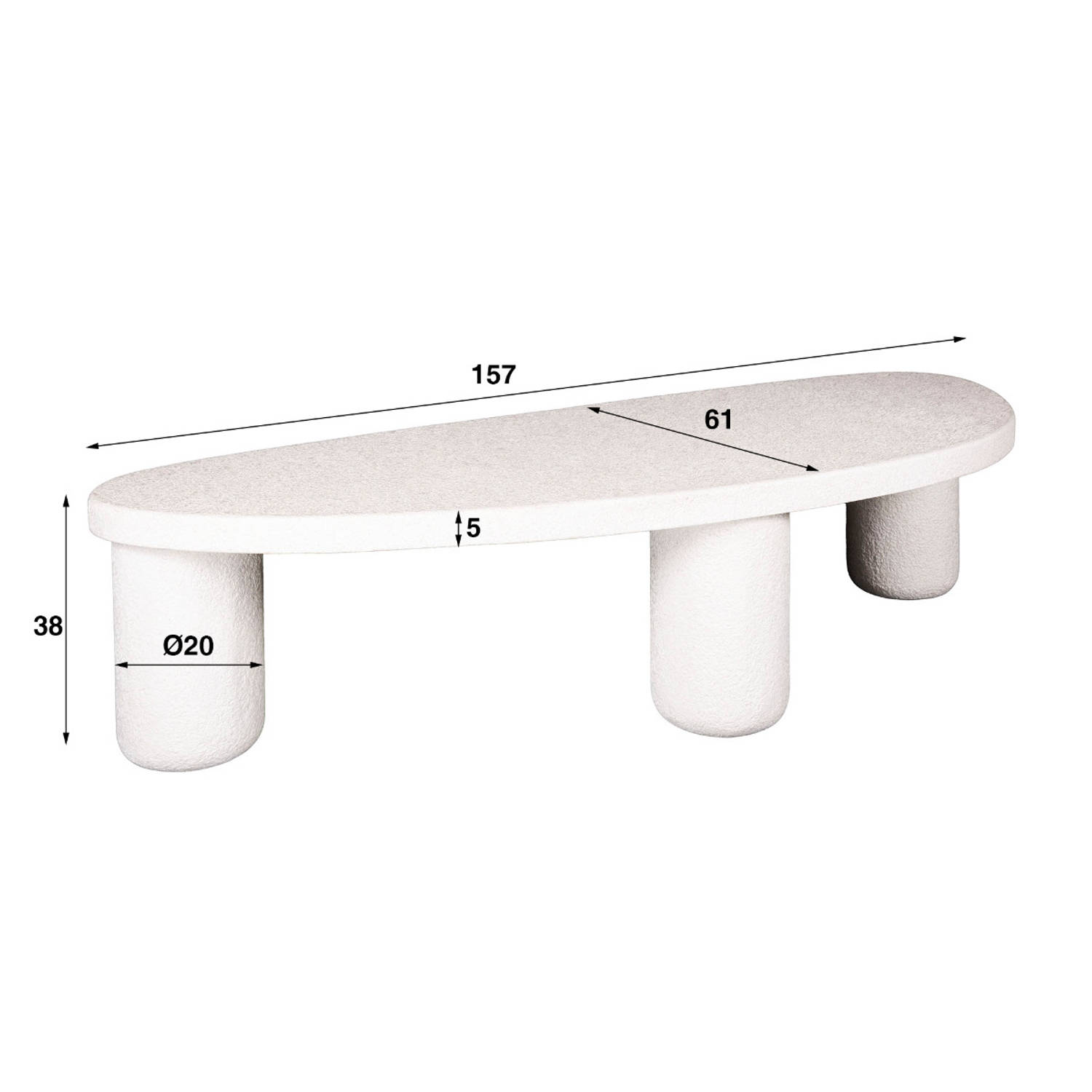 Vero organische salontafel - 157 cm - marmer - wit