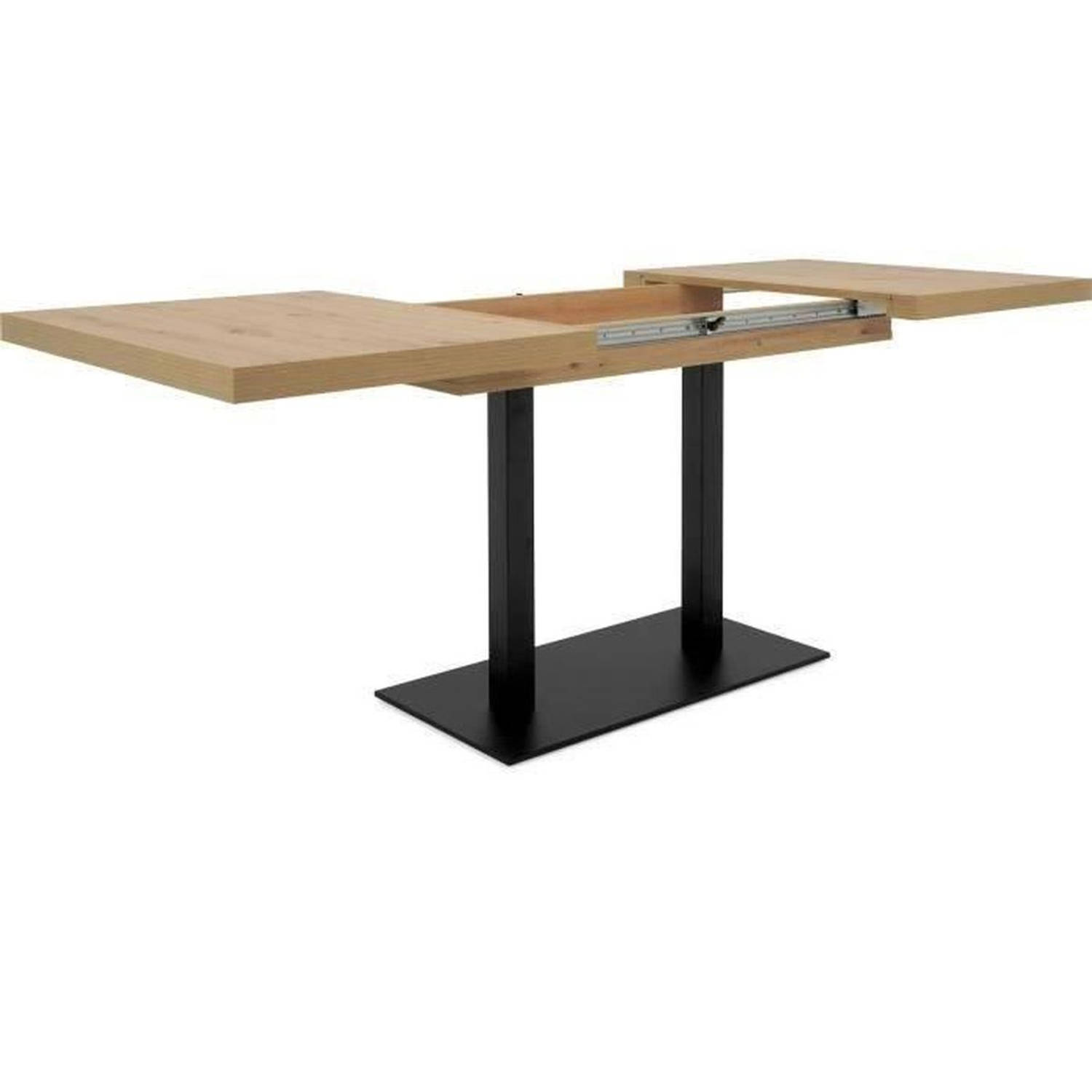 Uitschuifbare eettafel - ORLANDO - Ambachtelijk eiken/zwart - 6 tot 10 personen - 120-200 x 75 x 80 cm