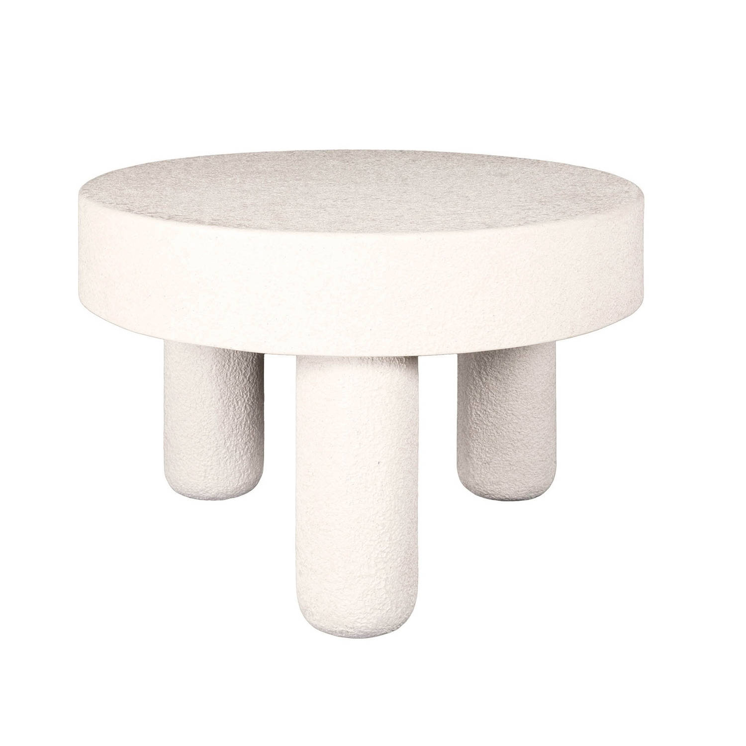 Giga Meubel Salontafel Bulky Stone - Rond - Wit - Marmer Composiet - 80x80x51cm