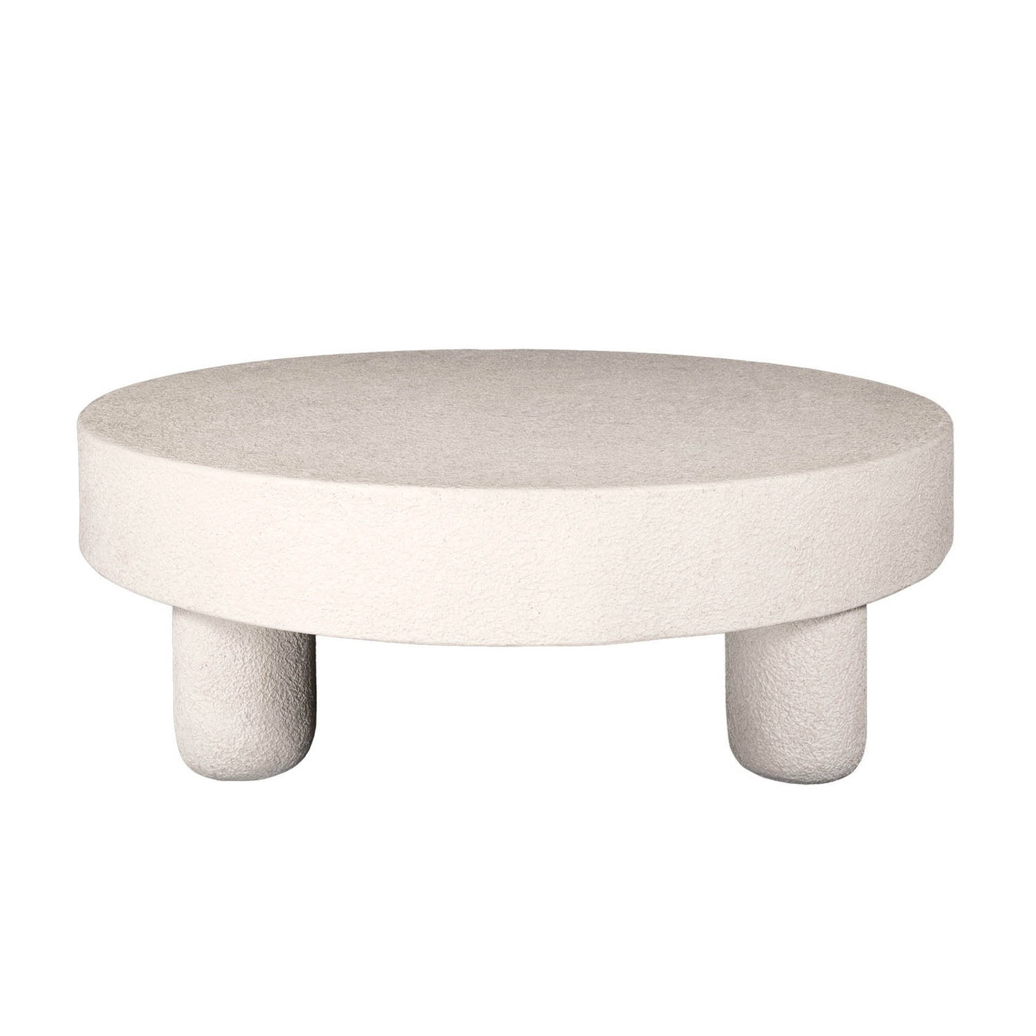 Giga Meubel Salontafel Bulky Stone - Rond - Wit - Marmer Composiet - 110x110x35cm