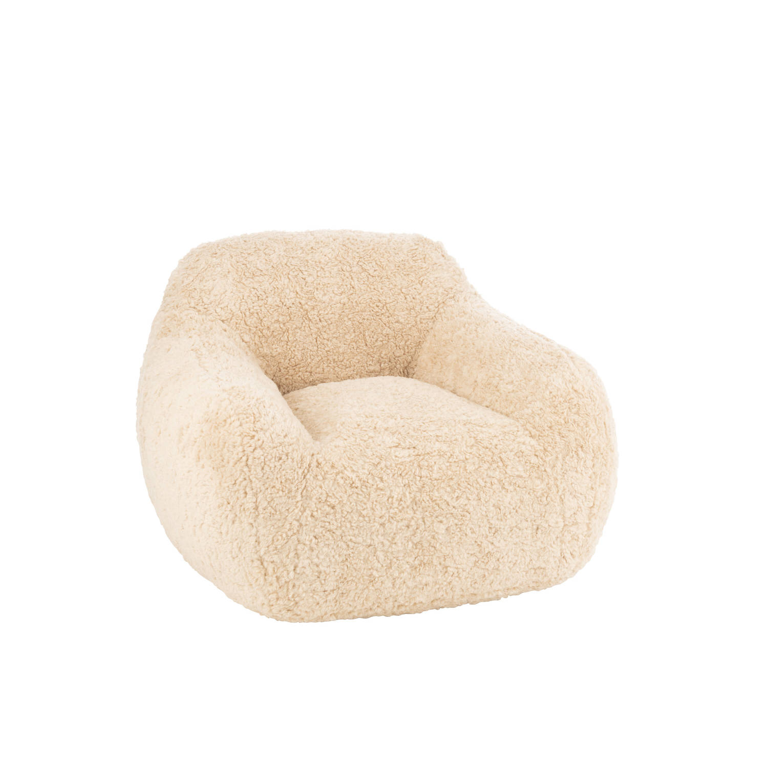 J-line - Fauteuil Shearl Polyester Creme Small - 99x98x75cm