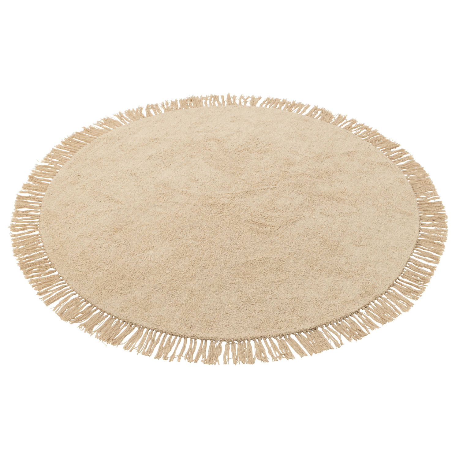 J-line - Tapijt Rond+franjes Licht Beige - 150x150x2cm