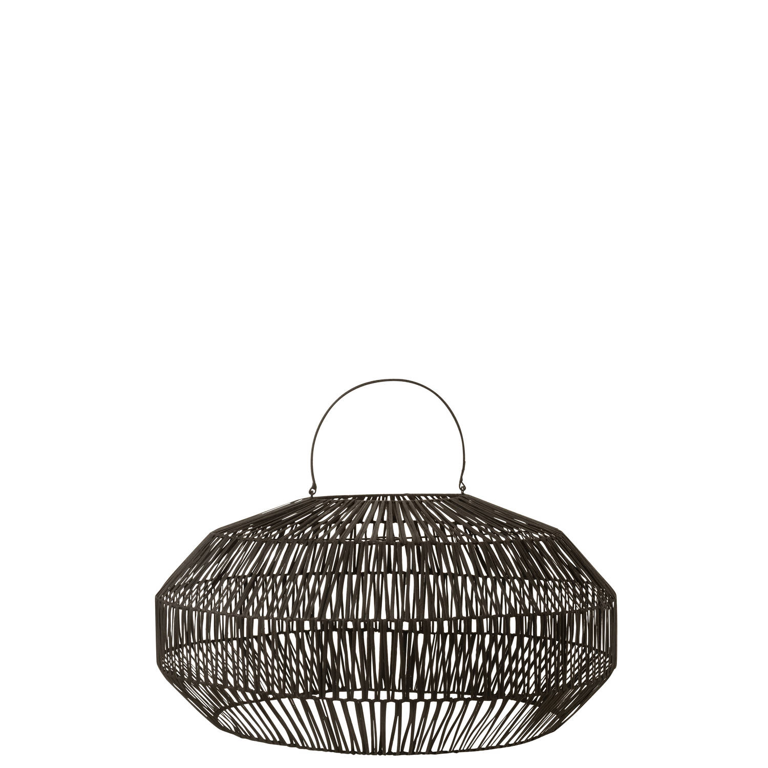 J-line - Lampkap Rotan Zwart Medium - 52.5x52.5x31.5cm