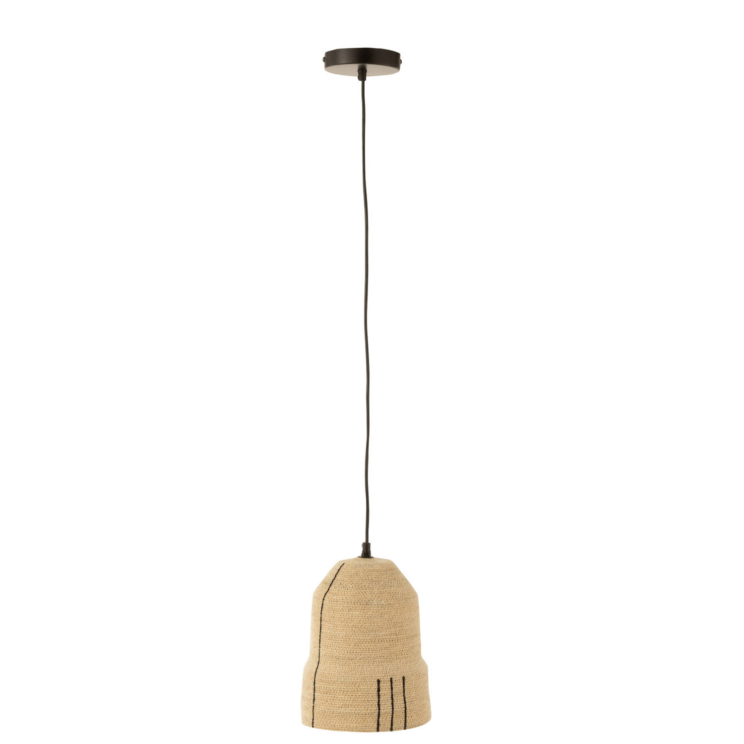 J-line - Hangende Lamp Lijnen Zeegras Naturel/zwart - 20x20x26cm