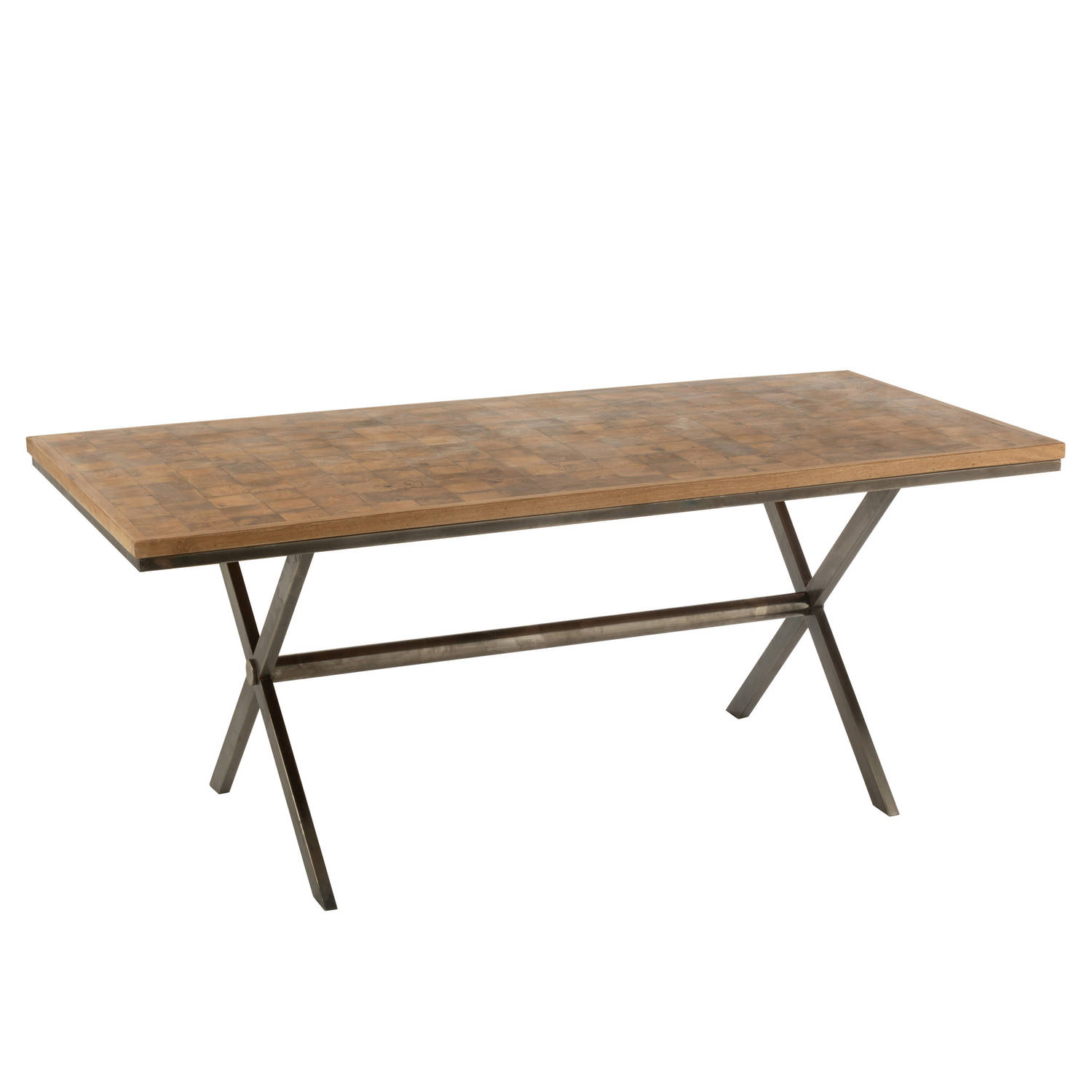 J-line - Eettafel Yoni Metaal/mangohout Naturel/grijs - 180x90x76cm