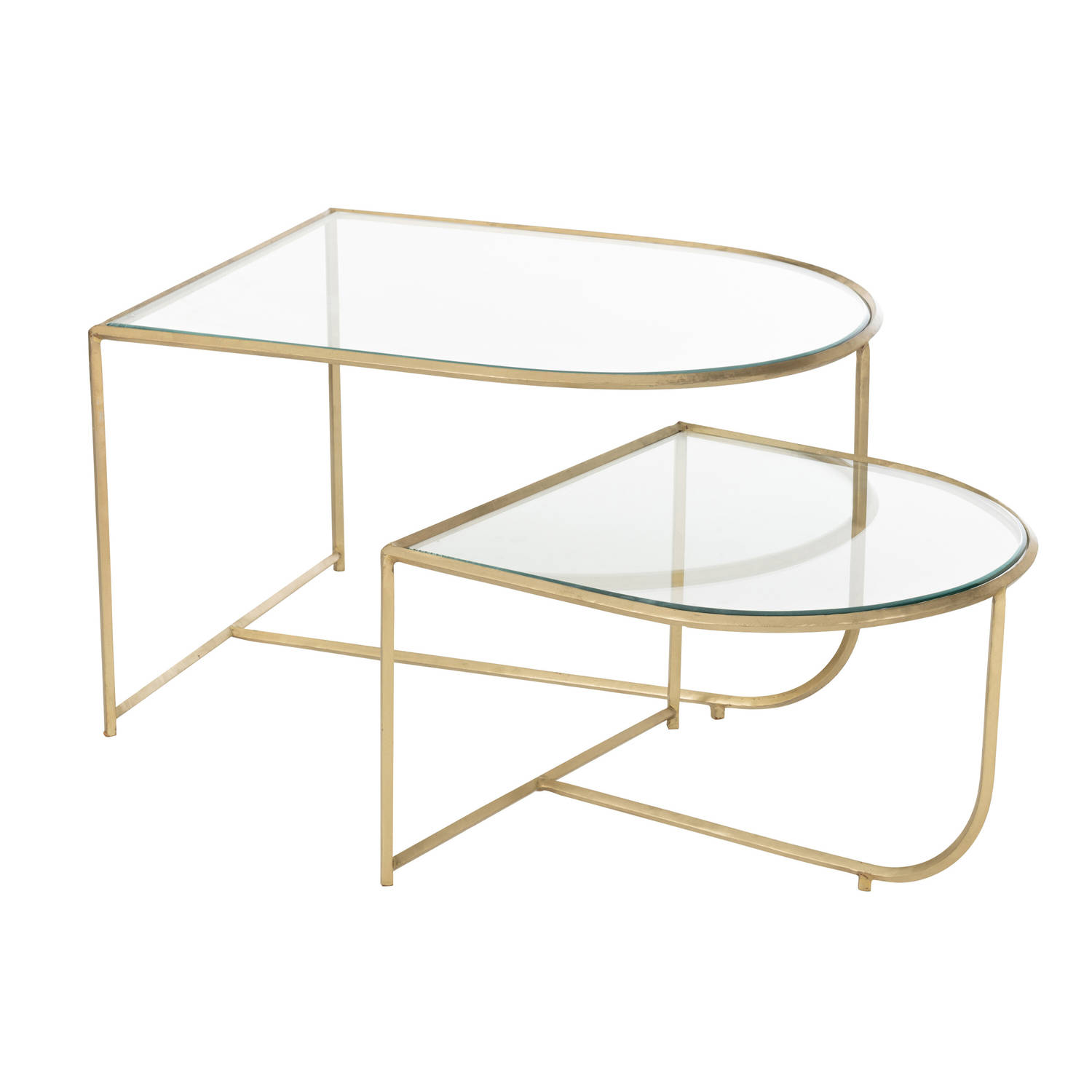 J-line - Set Van 2 Tafels Porte Metaal/glas Goud - 76x62x35cm