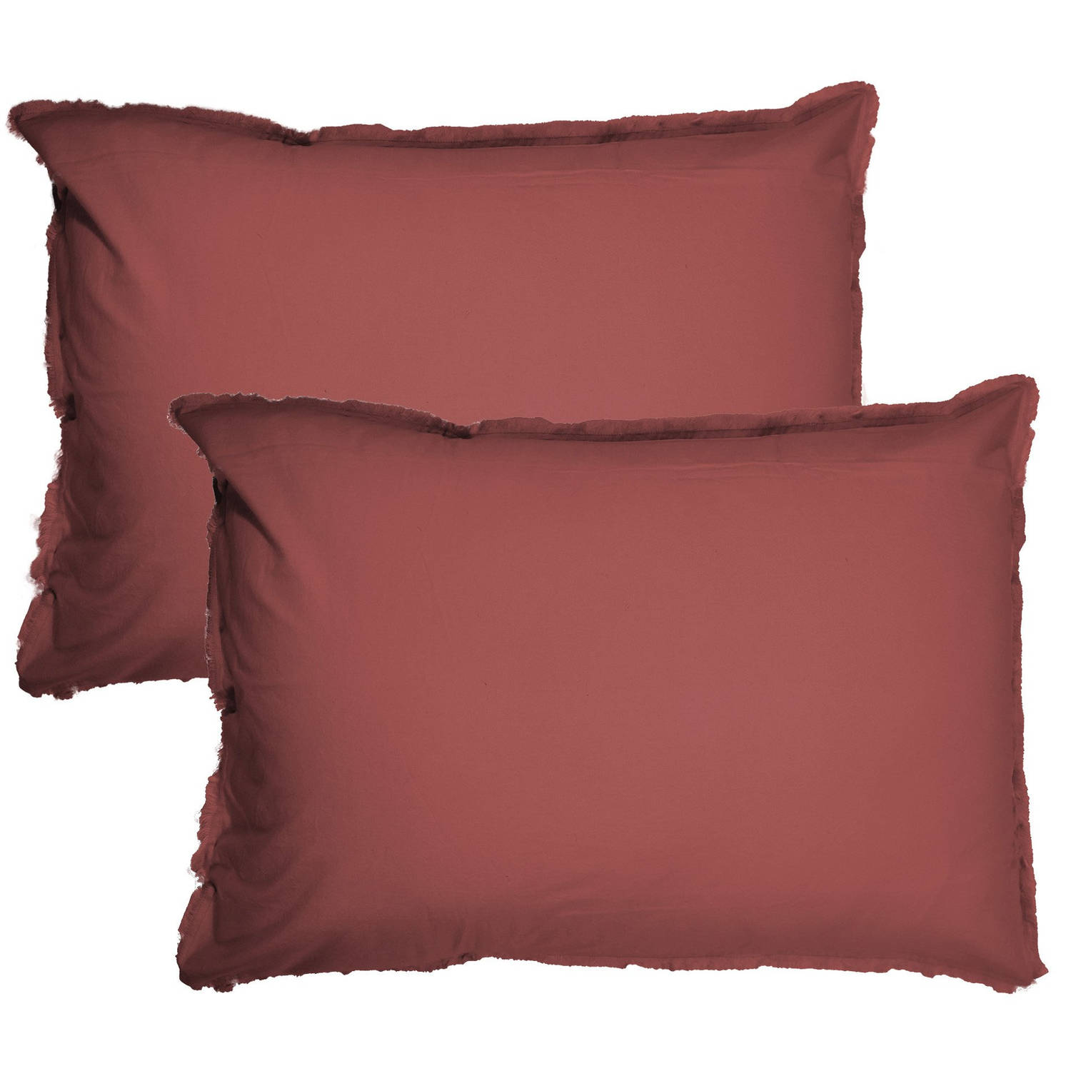 Matt & Rose Set Kussenslopen Bordeaux Rood - 50 x 70 cm - Gewassen Katoen