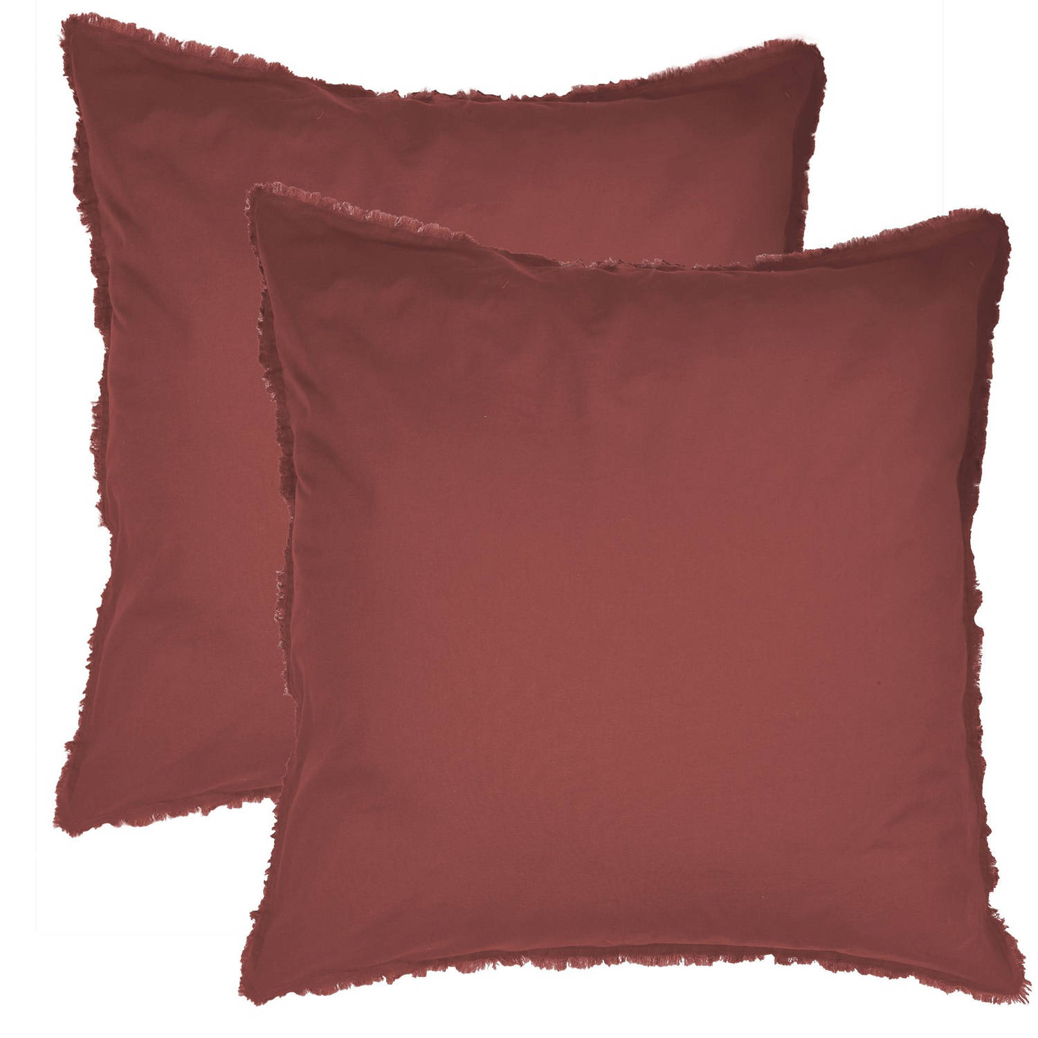 Matt & Rose Set Kussenslopen Bordeaux Rood - 65 x 65 cm - Gewassen Katoen