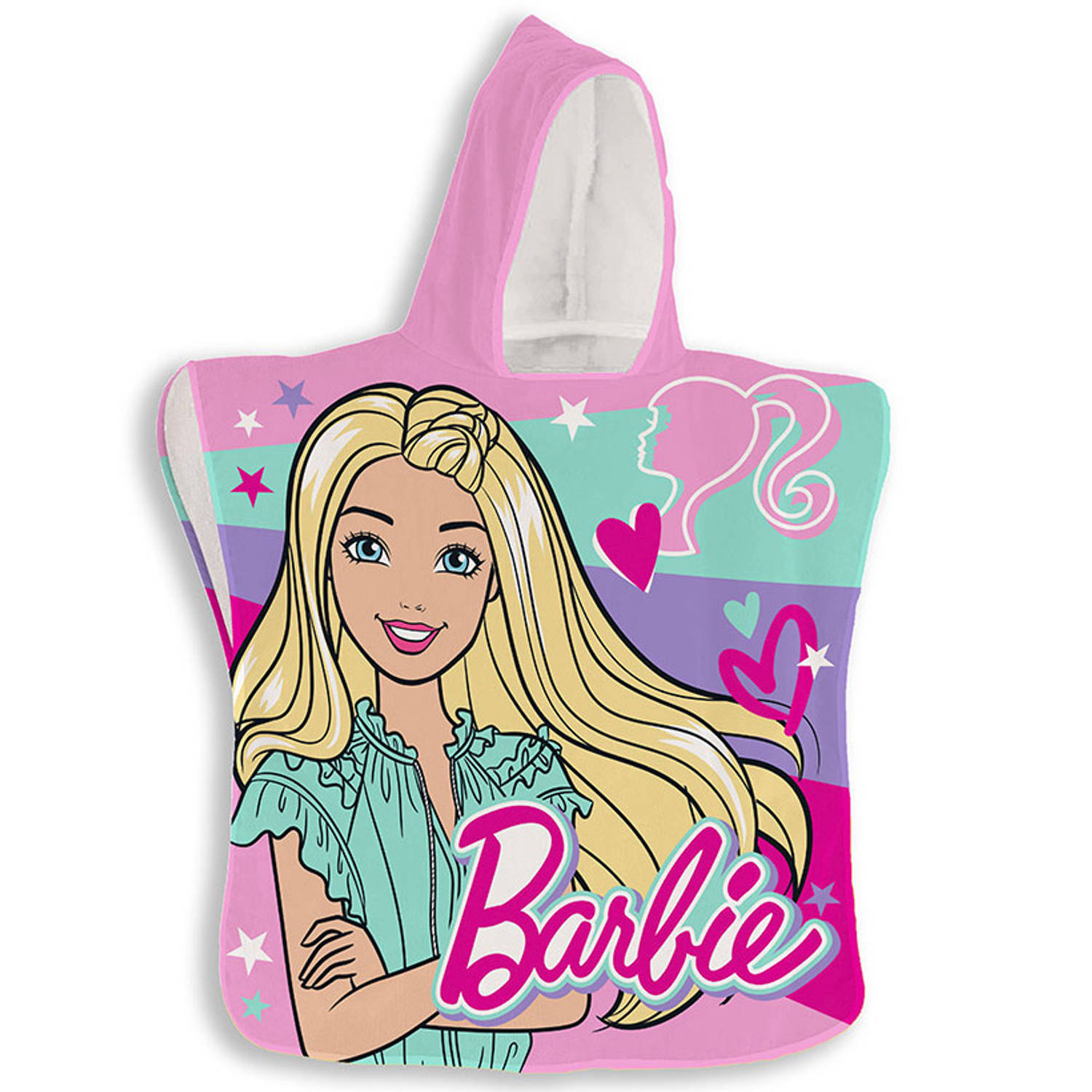 Barbie Poncho, Hearts - 50 x 100 cm - Polyester