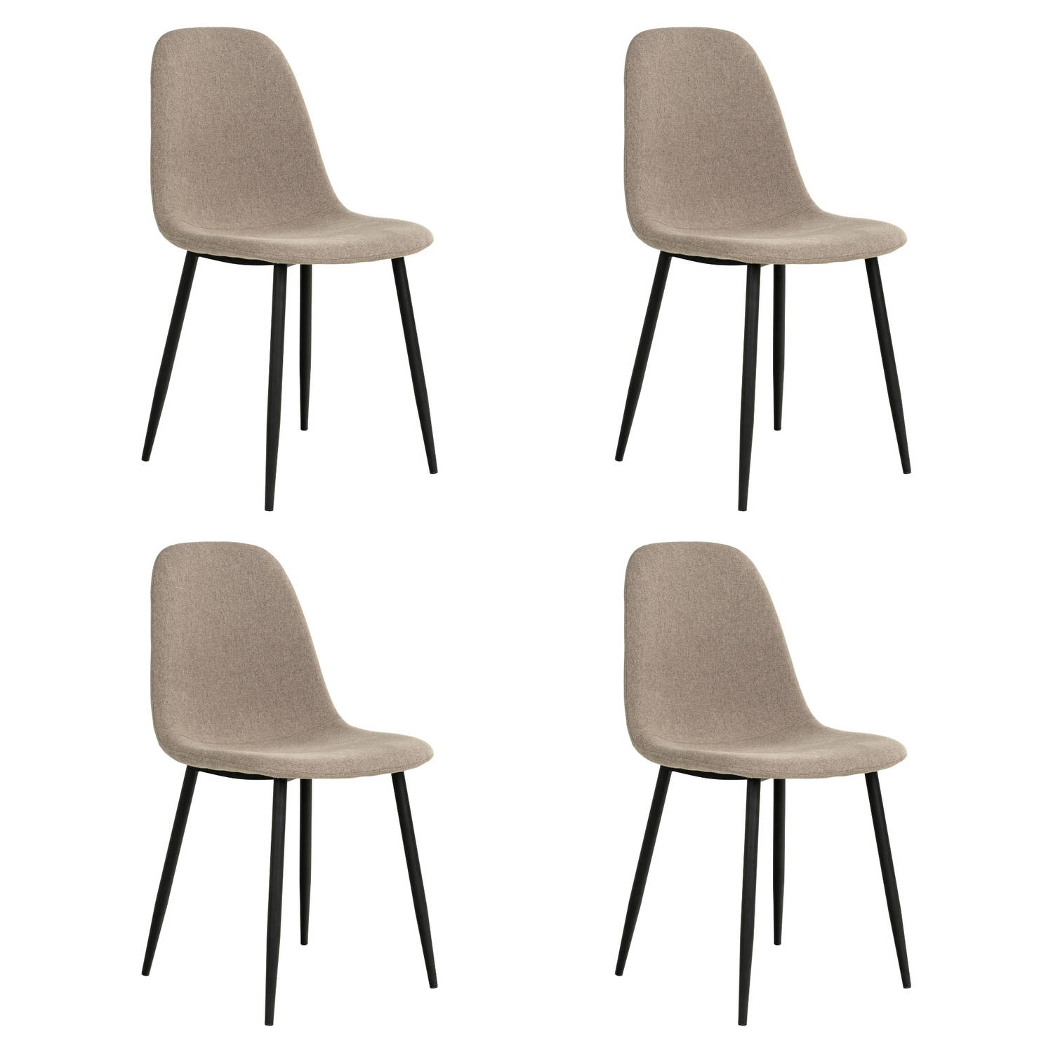 Lewis & Loft Eetkamerstoel Lilly – Eetkamerstoelen - Met leuning - Polyester - Staal - Lichtbruin - Set van 4