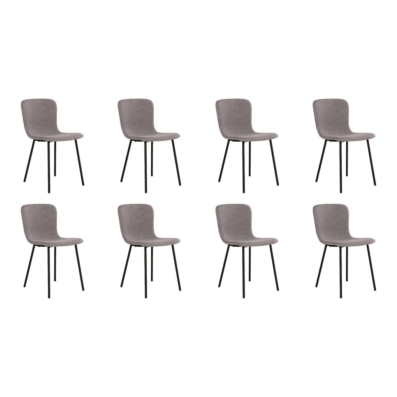 Lewis & Loft Grijze eetkamerstoelen Logan - Eetkamerstoel - Eetstoel grijs - Eetkamer stoelen - Polyester - Staal - Lichtgrijs - Set van 8