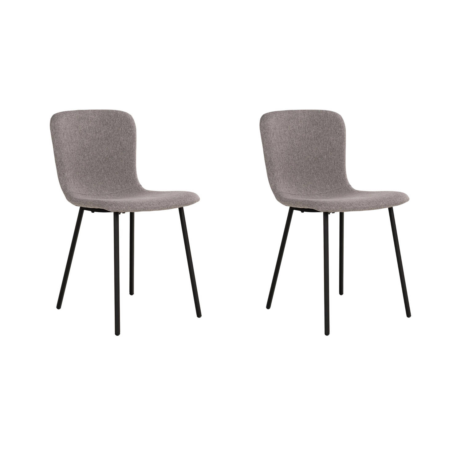 Lewis & Loft Grijze eetkamerstoelen Logan - Eetkamerstoel - Eetstoel grijs - Eetkamer stoelen - Polyester - Staal - Lichtgrijs - Set van 2