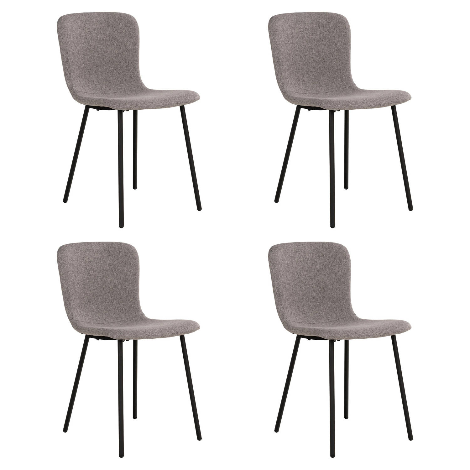 Lewis & Loft Grijze eetkamerstoelen Logan - Eetkamerstoel - Eetstoel grijs - Eetkamer stoelen - Polyester - Staal - Lichtgrijs - Set van 4