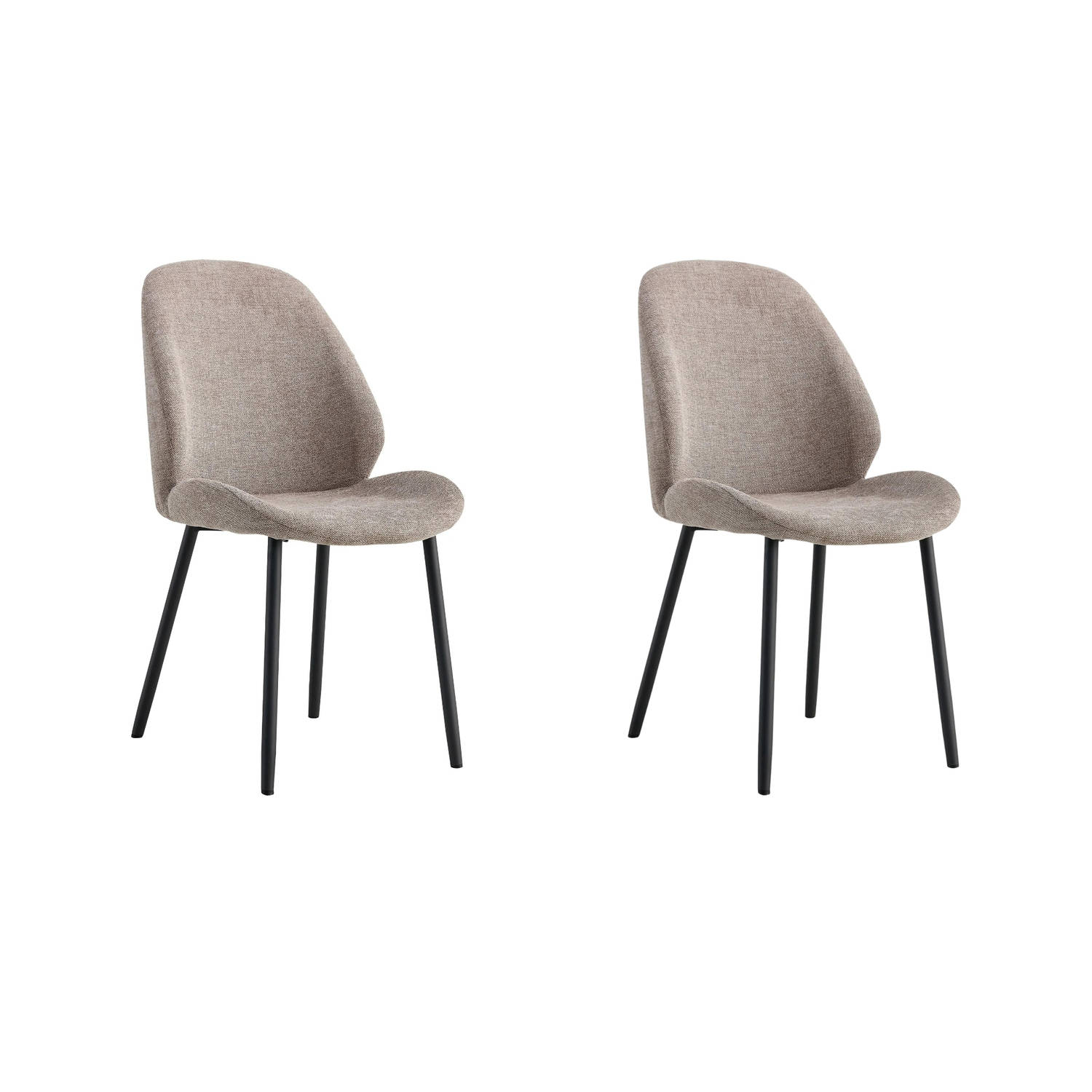 Lewis & Loft Eetkamerstoelen Lola - Eetkamerstoel - Grijze stoel - Polyester - Staal - Grijs - Set van 2