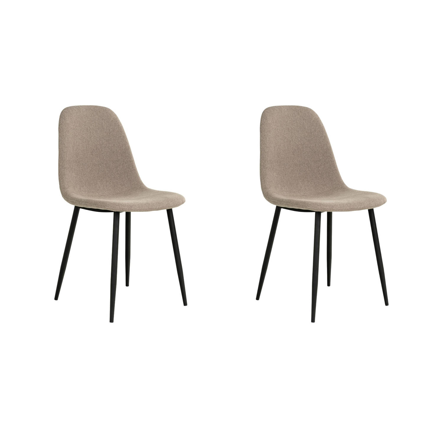 Lewis & Loft Eetkamerstoel Lilly – Eetkamerstoelen - Met leuning - Polyester - Staal - Lichtbruin - Set van 2