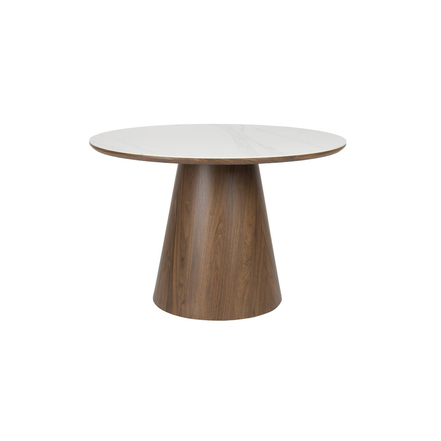 Giga Meubel - Eettafel Rond - Wit/Walnoot MDF - 115x115x77cm - Almira