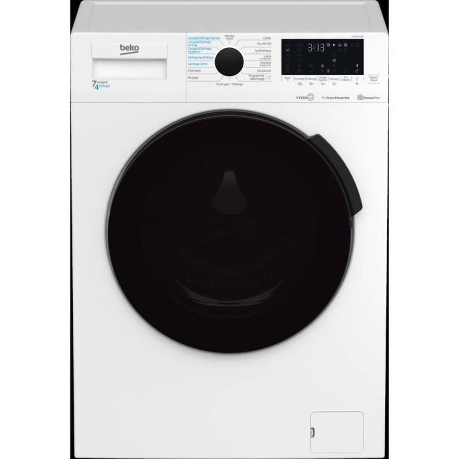 BEKO HTE7614YBST was-droogcombinatie - 7/4 kg - Inductie - L60cm - 1200 tpm - Wit