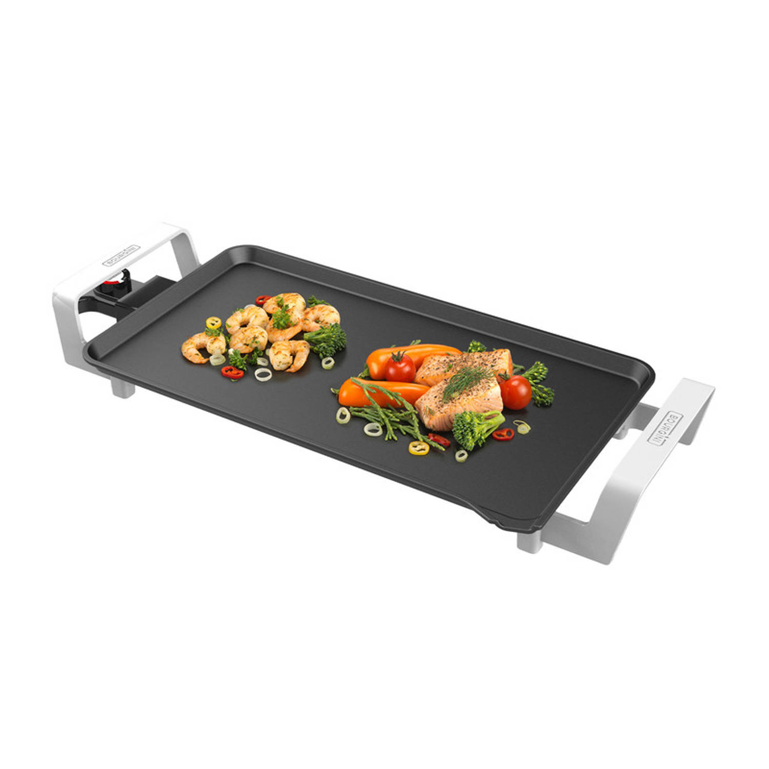 Bourgini Multiplate Pure - Grill apparaat - 46 x 26 cm - Regelbare thermostaat - Bakplaat elektrisch 2500 W - Anti-aanbak laag - Zwart