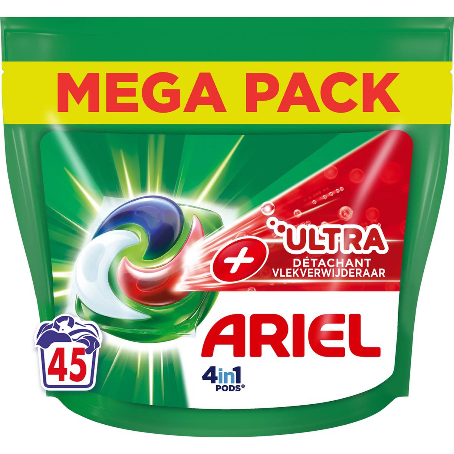 Ariel 4in1 Wasmiddel Pods +Ultra Vlekverwijderaar 45 Capsules