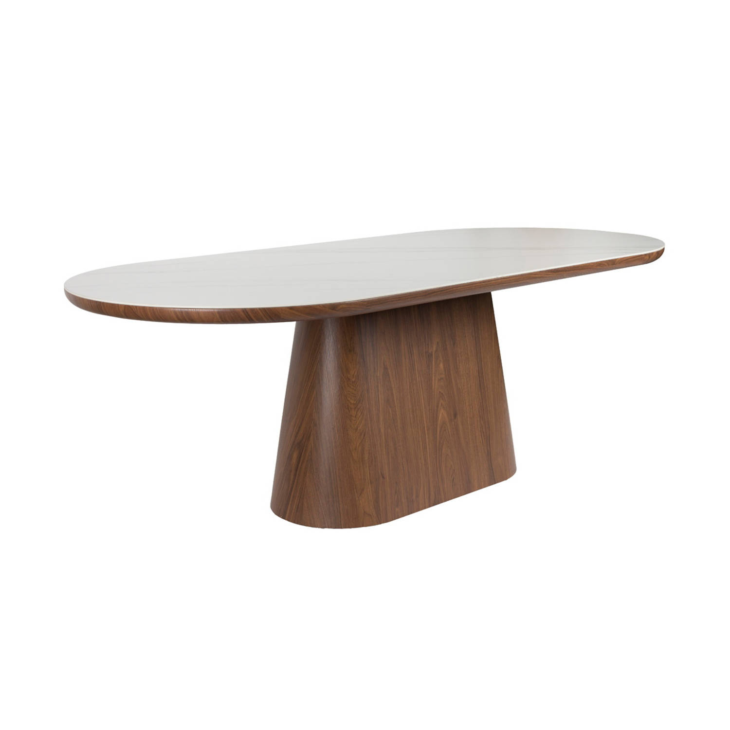 Giga Meubel - Eettafel Ovaal - Wit/Walnoot MDF - 200x90x77cm - Almira