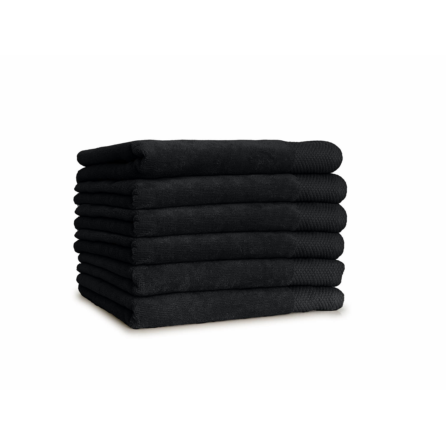 LINNICK Diamond Velours Handdoek 100% Katoen 50x100cm - black - Set van 6