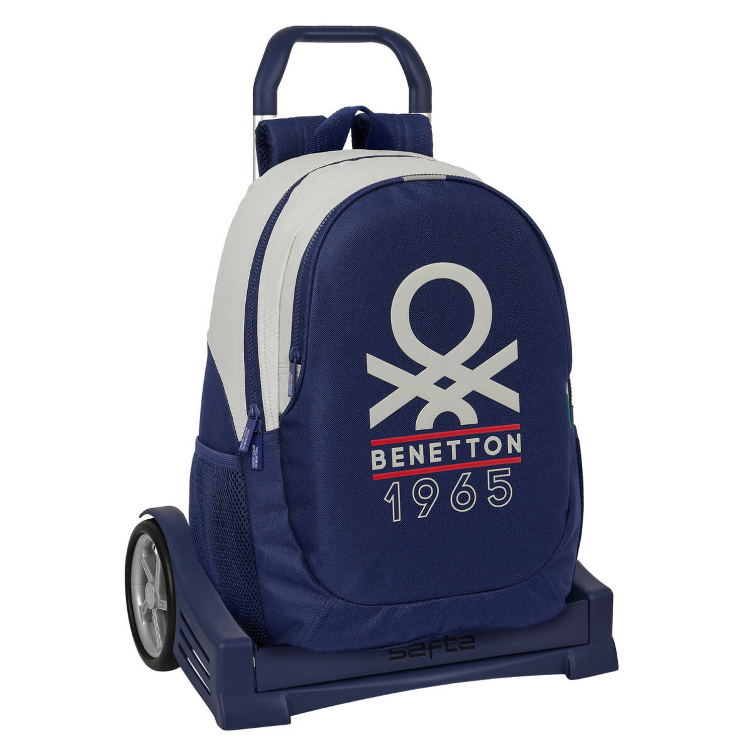 Schoolrugzak met Wielen Benetton Varsity Grijs Marineblauw 32 x 44 x 16 cm