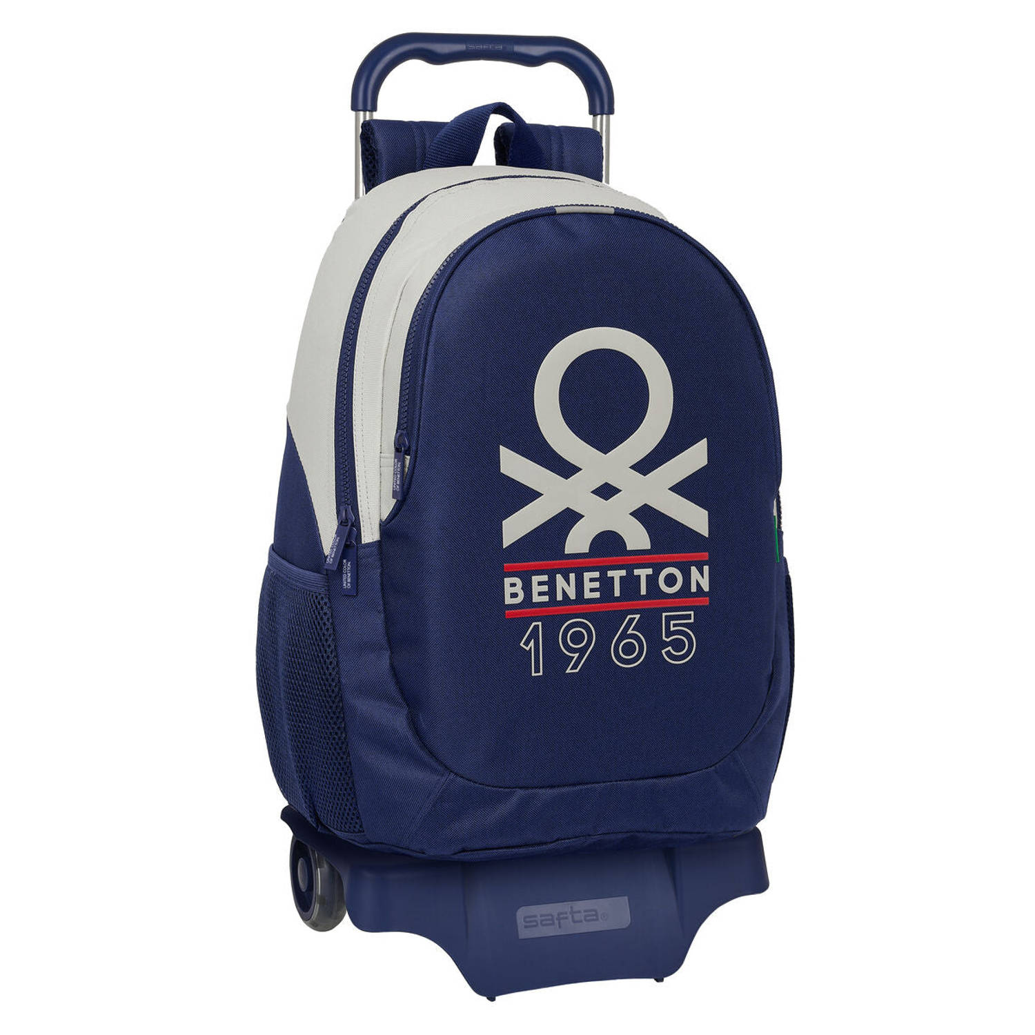 Schoolrugzak met Wielen Benetton Varsity Grijs Marineblauw 32 x 44 x 16 cm