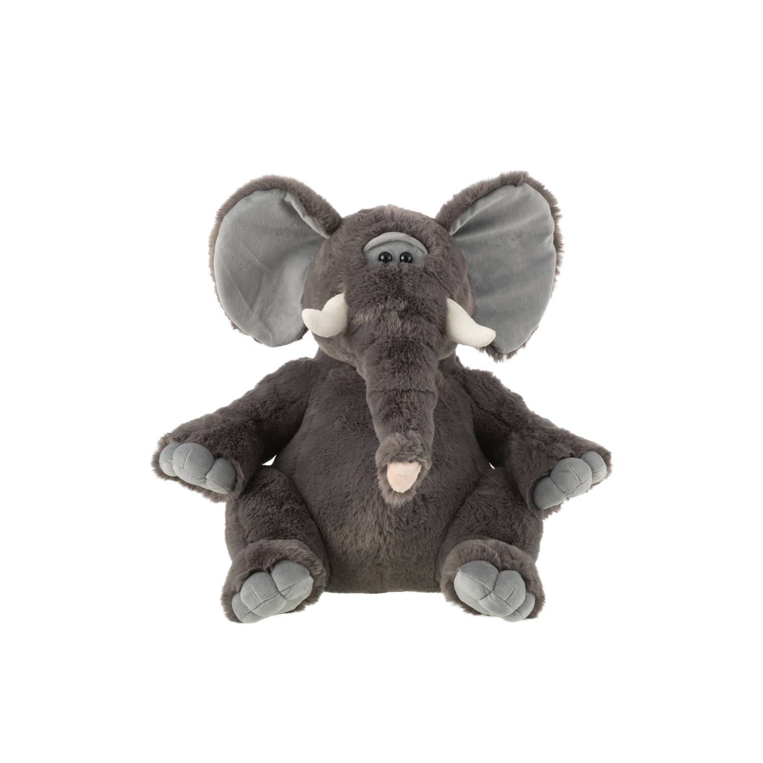 J-line - Elephant Plush Polyester Grey Large - 38x36x40cm