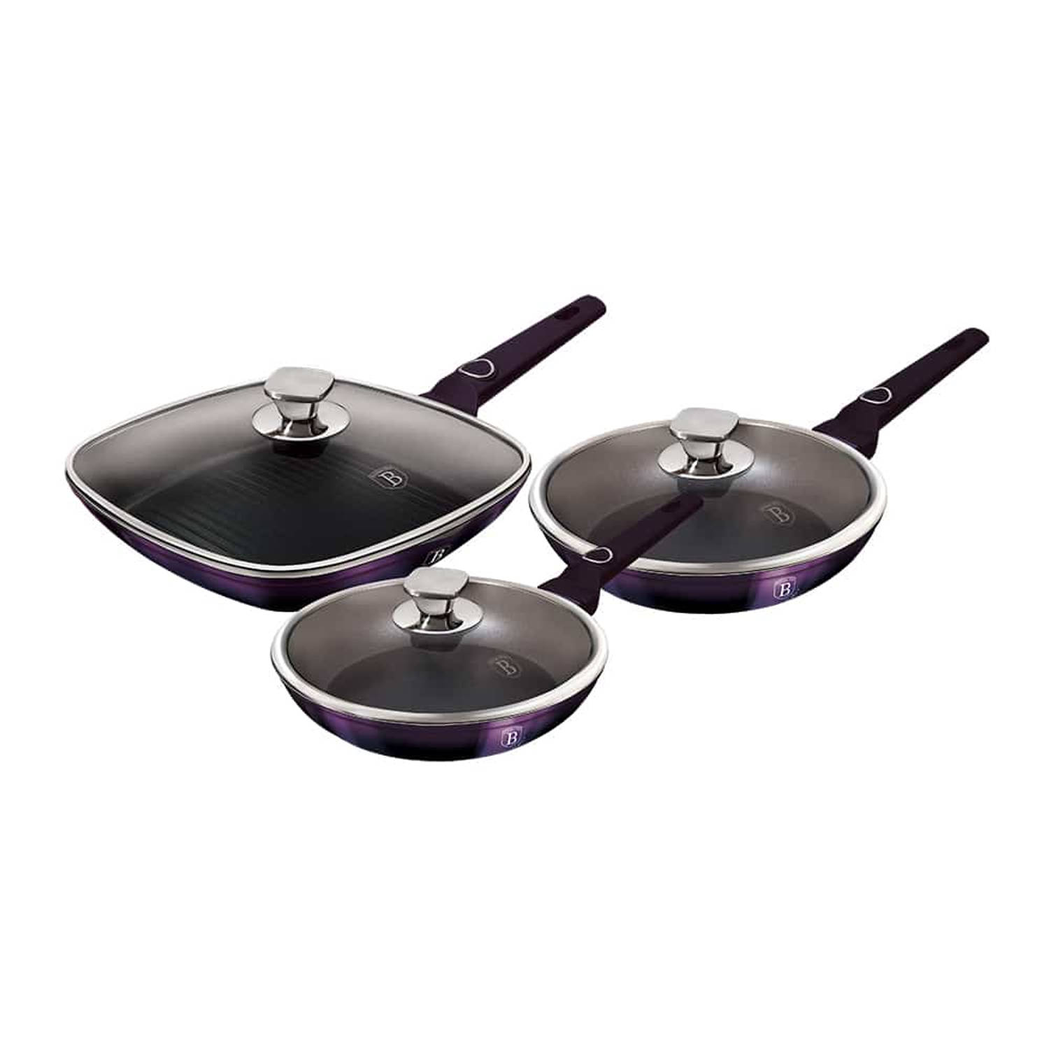 Berlinger Haus 7107 - 6-delige pannenset - Purple Eclipse Collection - Met deksel