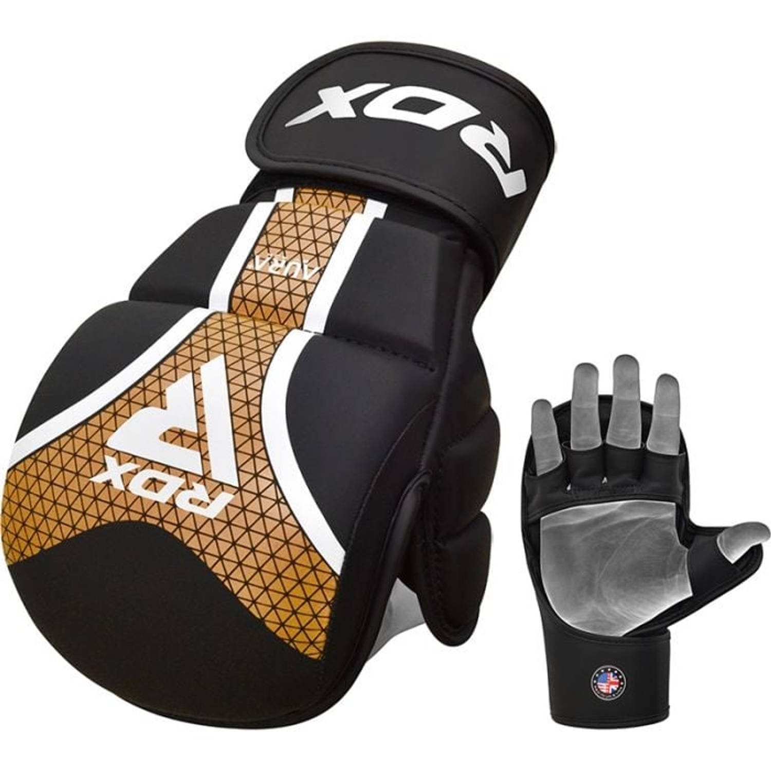 RDX Sports Aura+ T-17 Shooter - MMA Handschoenen - voor Wedstrijden - Goud - Maat L - Kunstleer