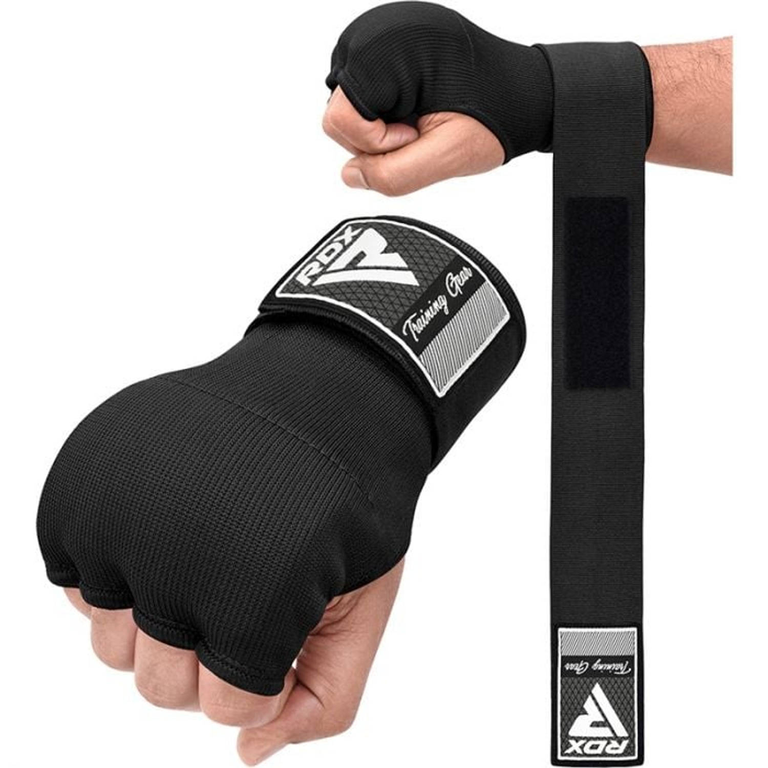 RDX Sports IS2 - Inner Gloves - Binnenhandschoenen - Katoenen handschoen en halfverband - met Bandage - Kleur: Zwart - Maat: S