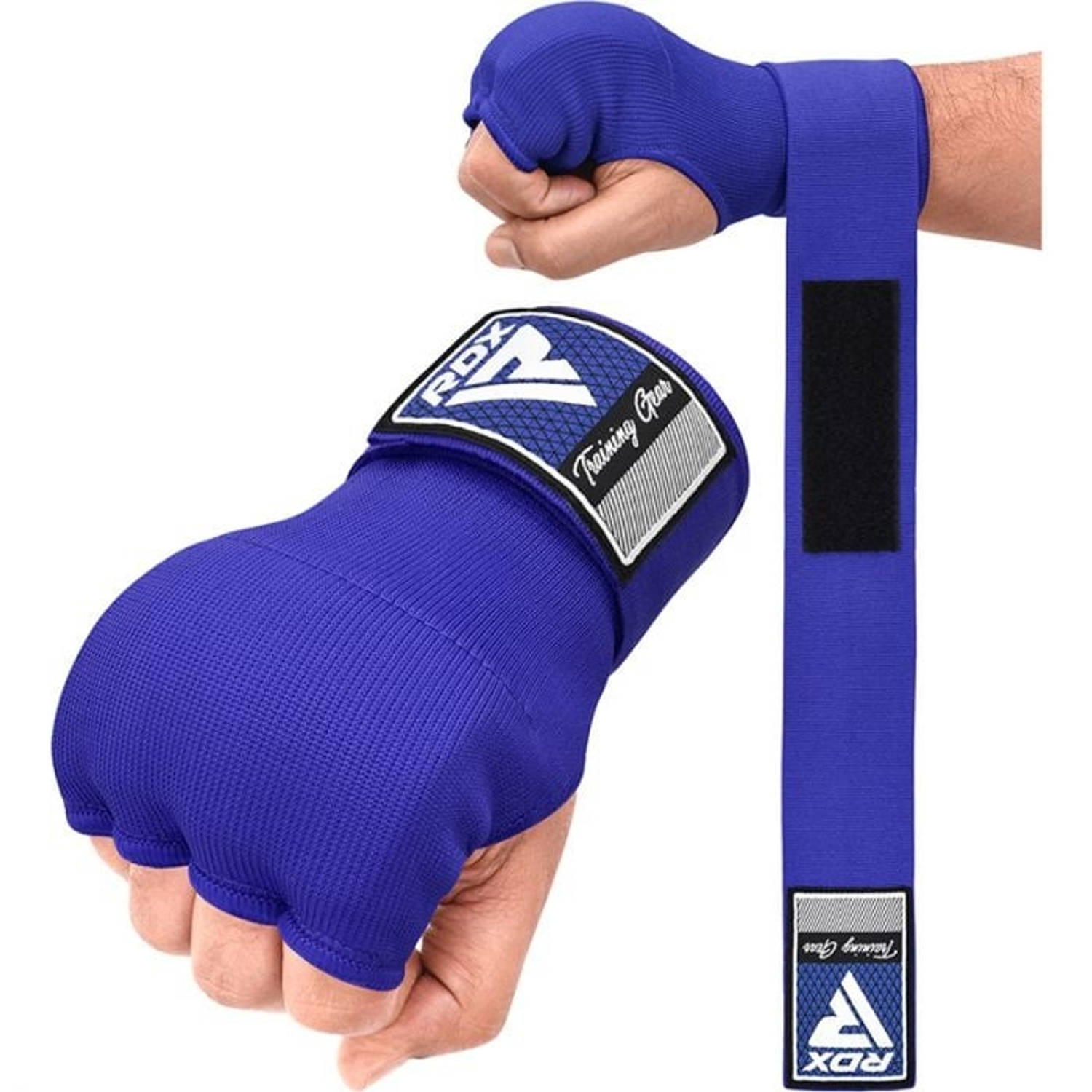 RDX Sports IS2 - Inner Gloves - Binnenhandschoenen - Katoenen handschoen en halfverband - met Bandage - Kleur: Blauw - Maat: L