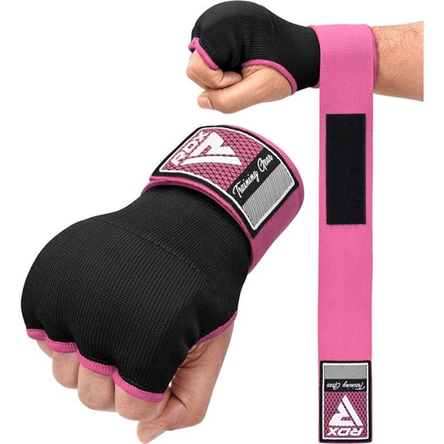 RDX Sports IS2 - Inner Gloves - Binnenhandschoenen - Katoenen handschoen en halfverband - met Bandage - Kleur: Roze - Maat: L