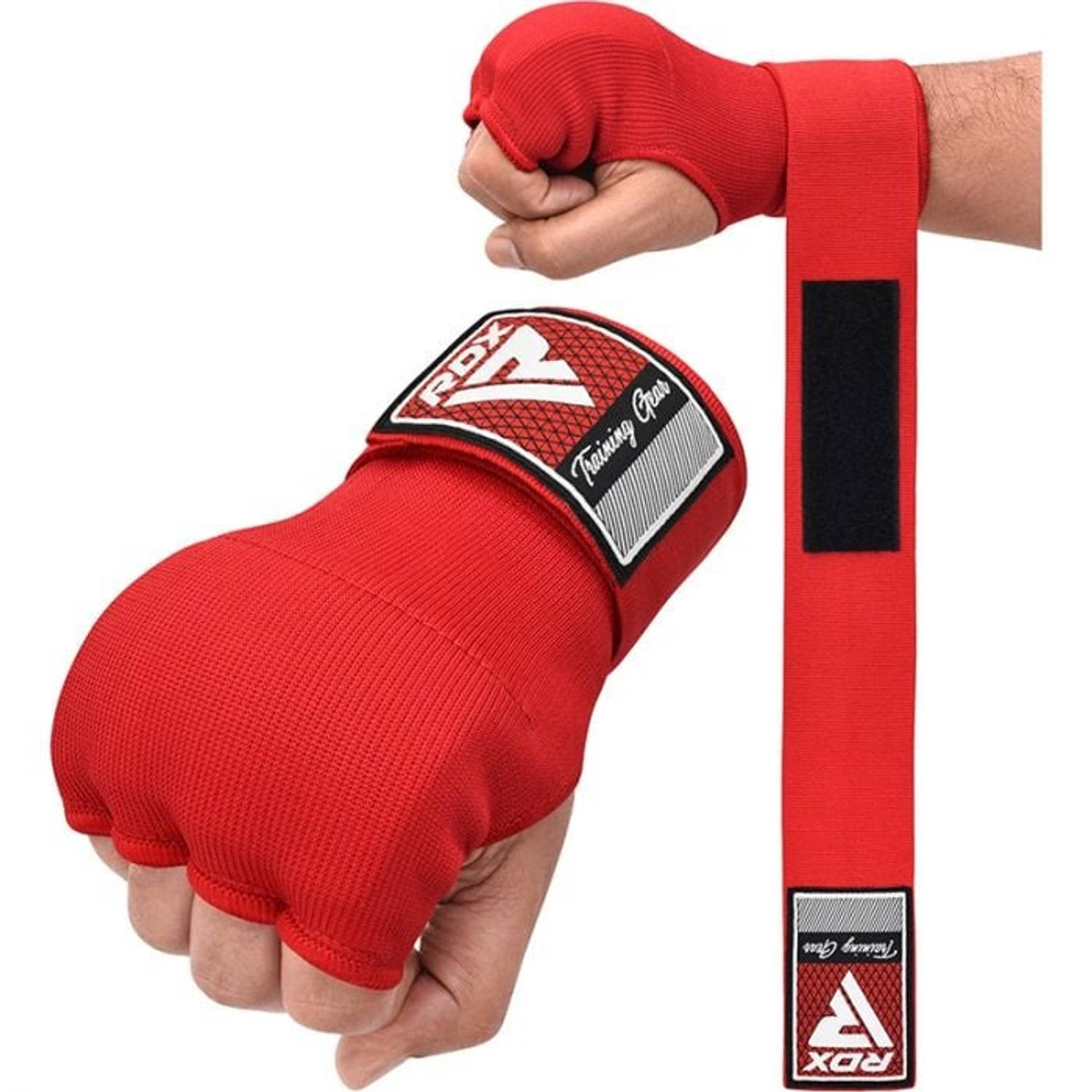 RDX Sports IS2 - Inner Gloves - Binnenhandschoenen - Katoenen handschoen en halfverband - met Bandage - Kleur: Rood - Maat: L