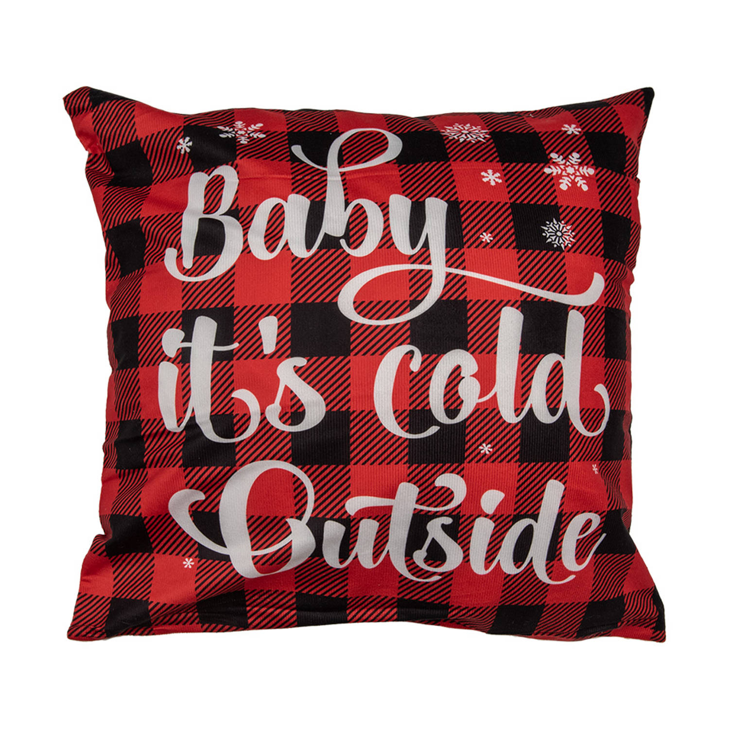 Clayre & Eef Kussenhoes 45x45 cm Rood Synthetisch Vierkant Winter COLD OUTSIDE