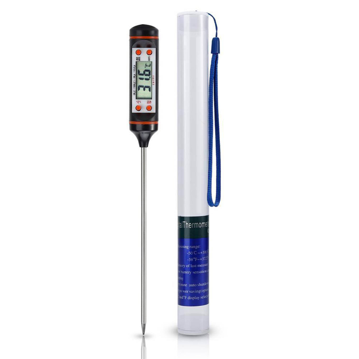 INTIRILIFE Thermometer in zwart – elektronische thermometer voor het meten van temperaturen – digitale temperatuurmeter