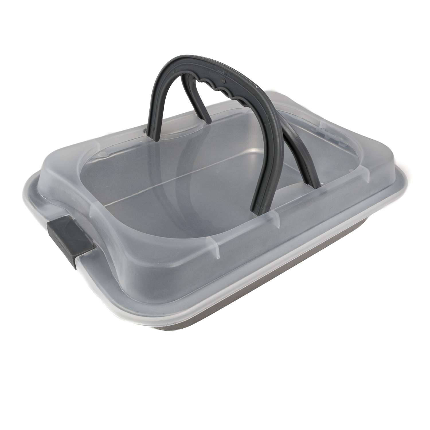 Intirilife Bakplaat met deksel, in Zilver - Buitenkant 37.1 x 25 x 9 cm - Binnenkant 31 x 21 x 5.5 cm - Ca. 2.6 liter inhoud - Rechthoekige container met draaggrepen