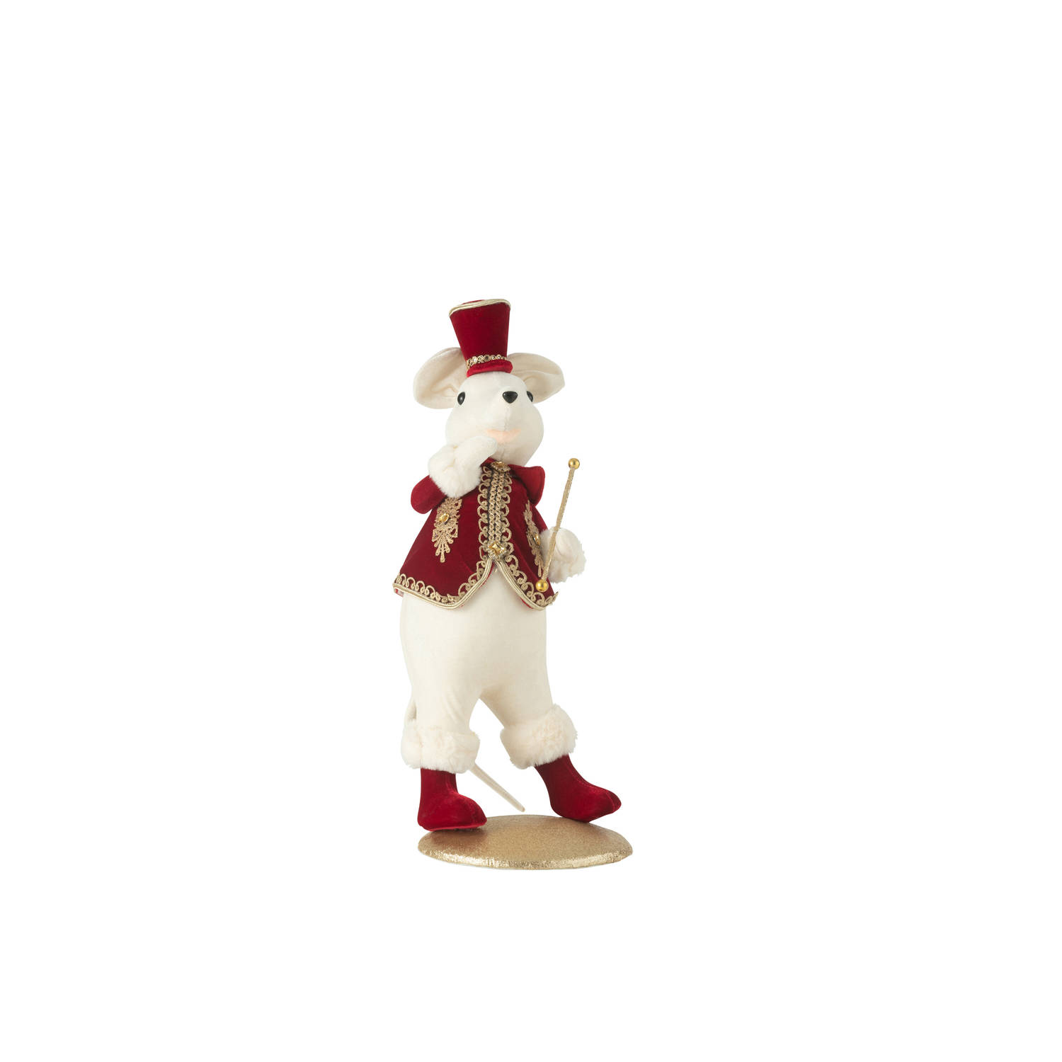 J-line - Muis Majorette Staand Polyfoam/textiel Rood/goud - 20x20x51cm