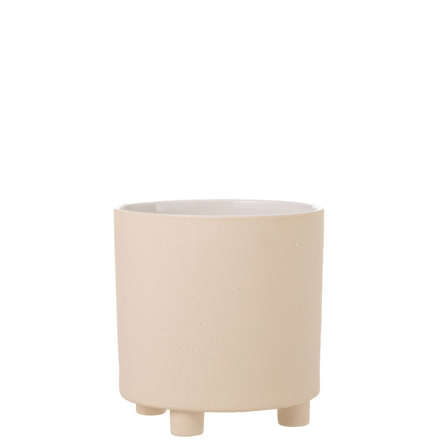 J-line - Bloempot Zand Keramiek Beige Large - 26x26x27cm