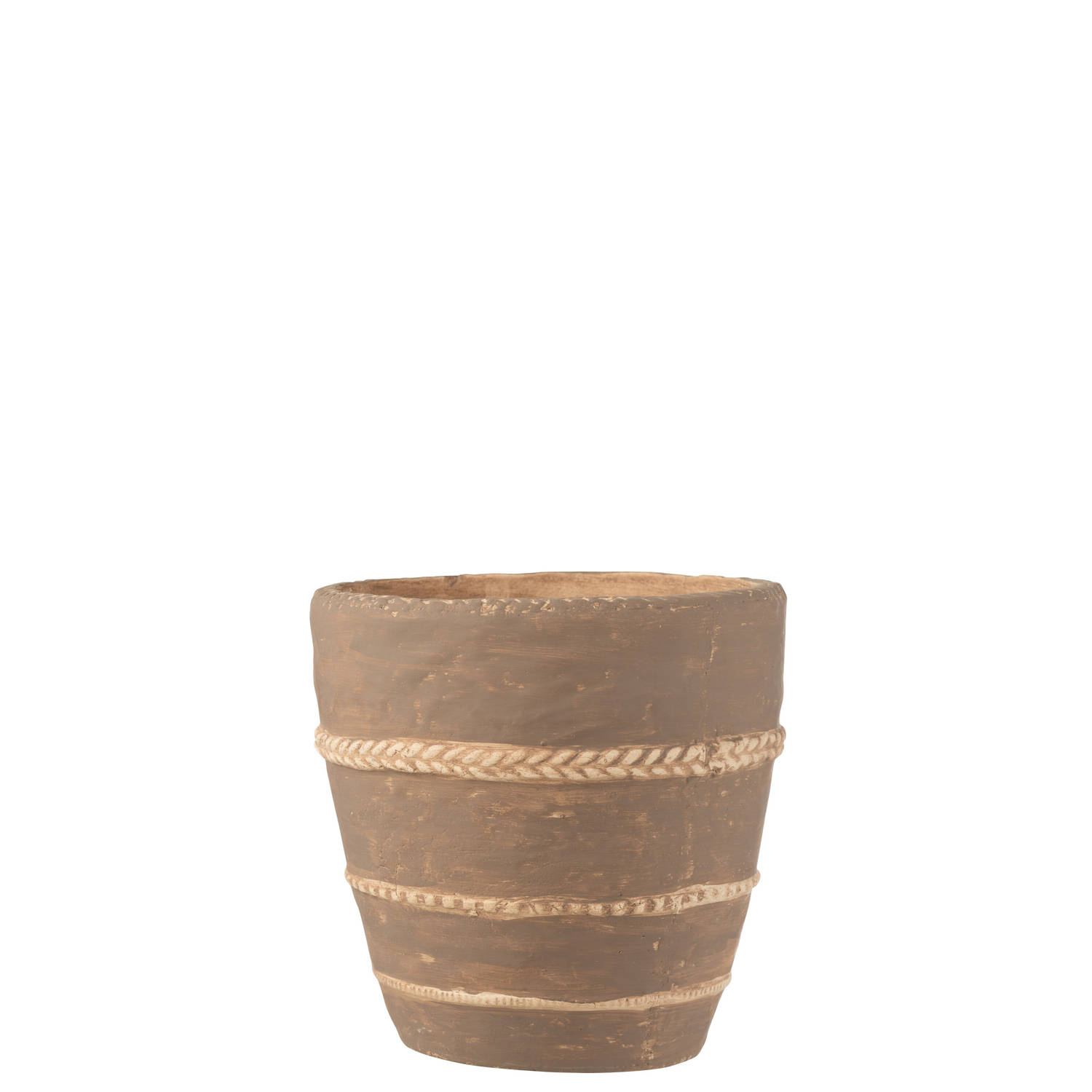 J-line - Bloempot Gevlochten Terracotta Bruin Extra Large - 23.5x23.5x24cm