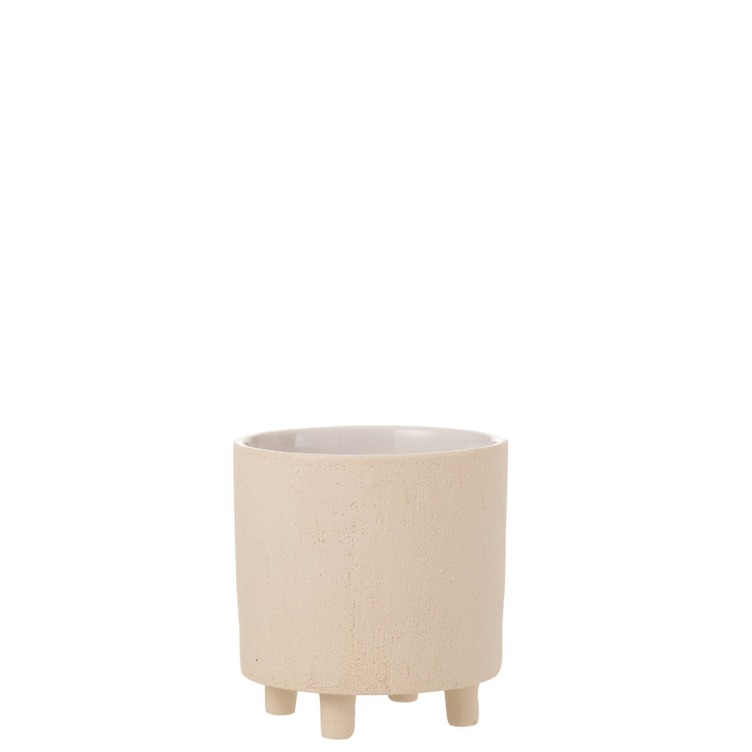 J-line - Bloempot Zand Keramiek Beige Medium - 20.5x20.5x21.5cm