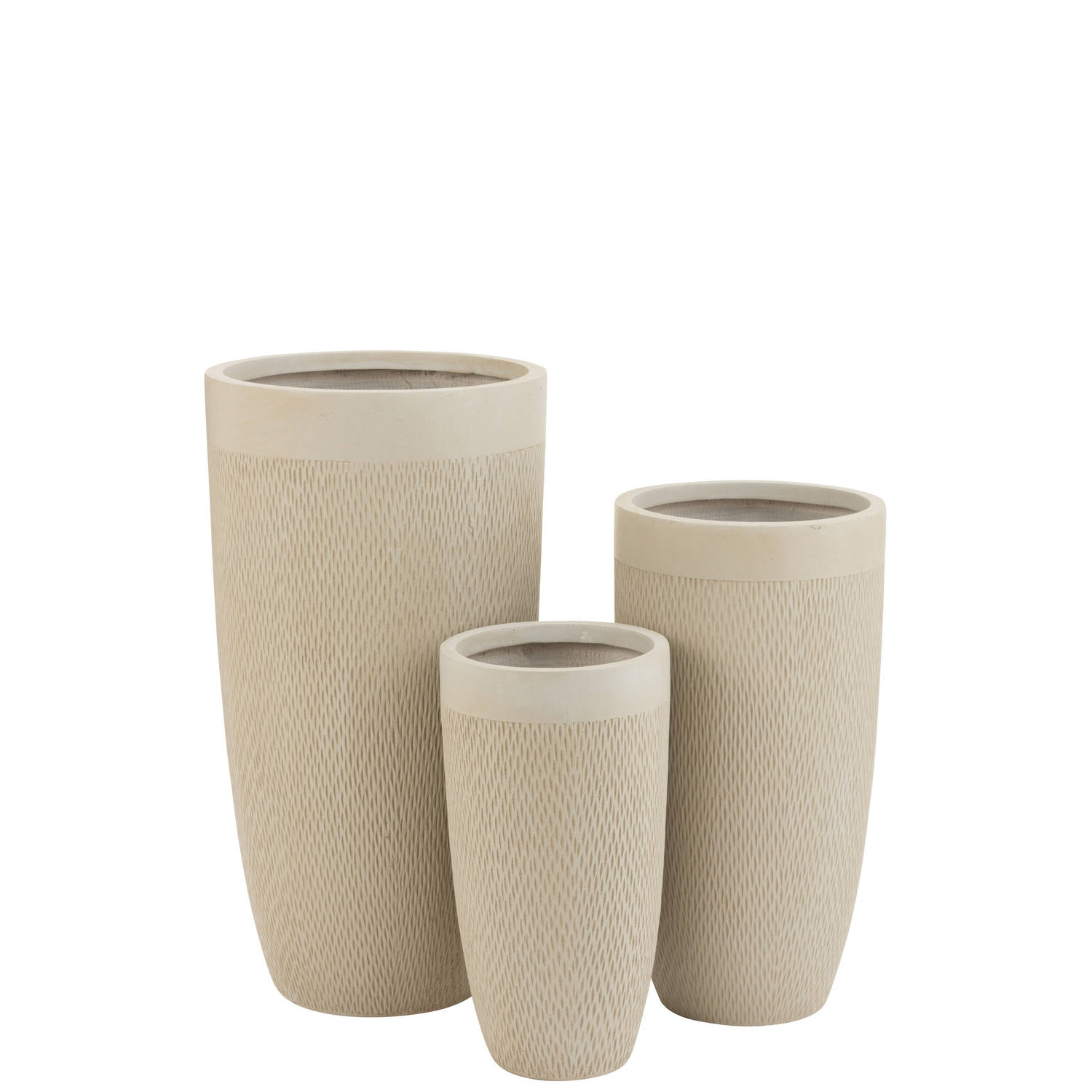 J-line - Set Van 3 Vazen Rond Hoog Klei Beige - 38x38x72cm