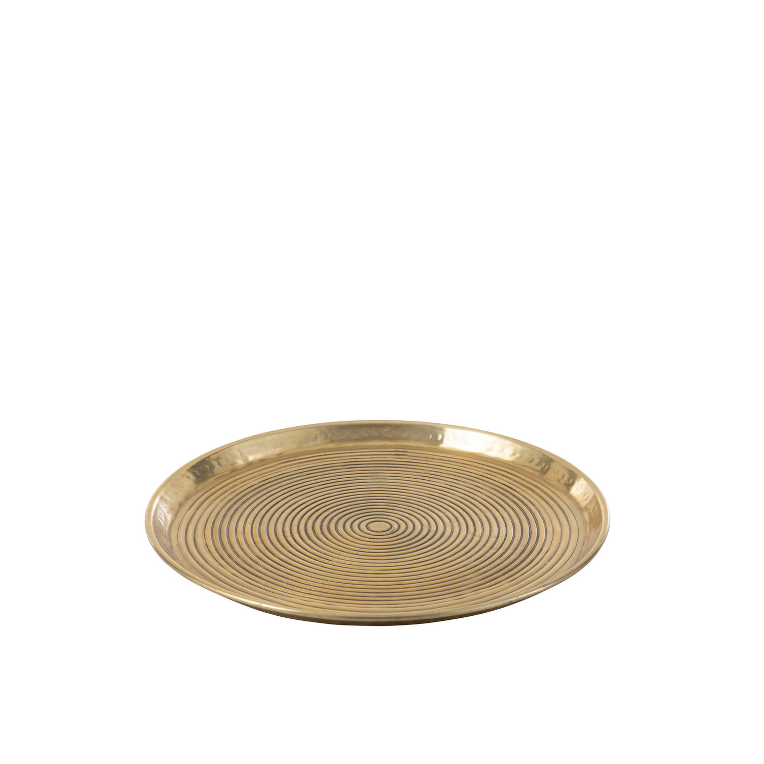 J-line - Plateau Rond Ringen Aluminium Goud Medium 45cm - 44.5x44.5x2.5cm