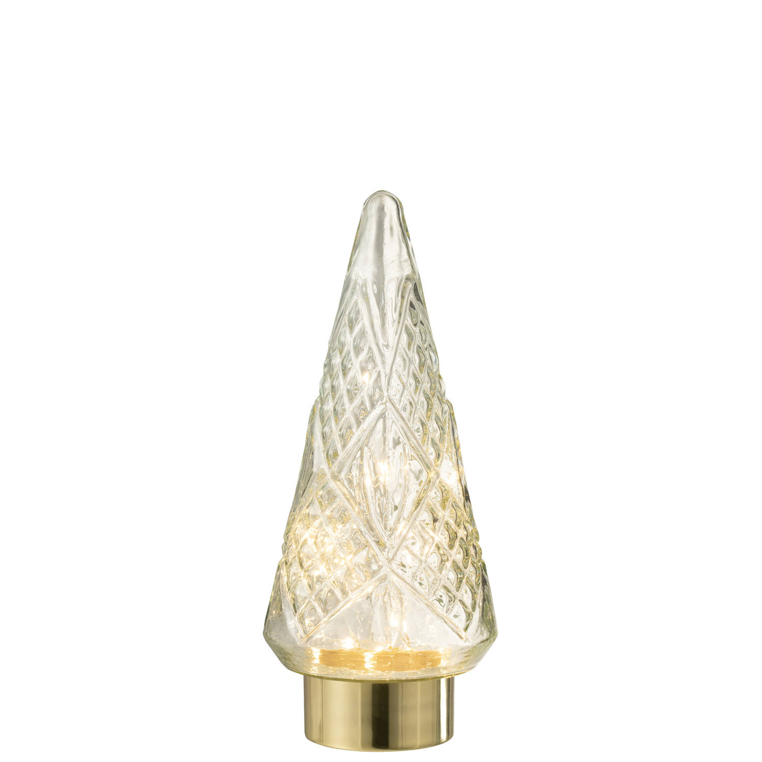 J-line - Kerstboom Led Glas Transparant Medium - 15x15x35.5cm