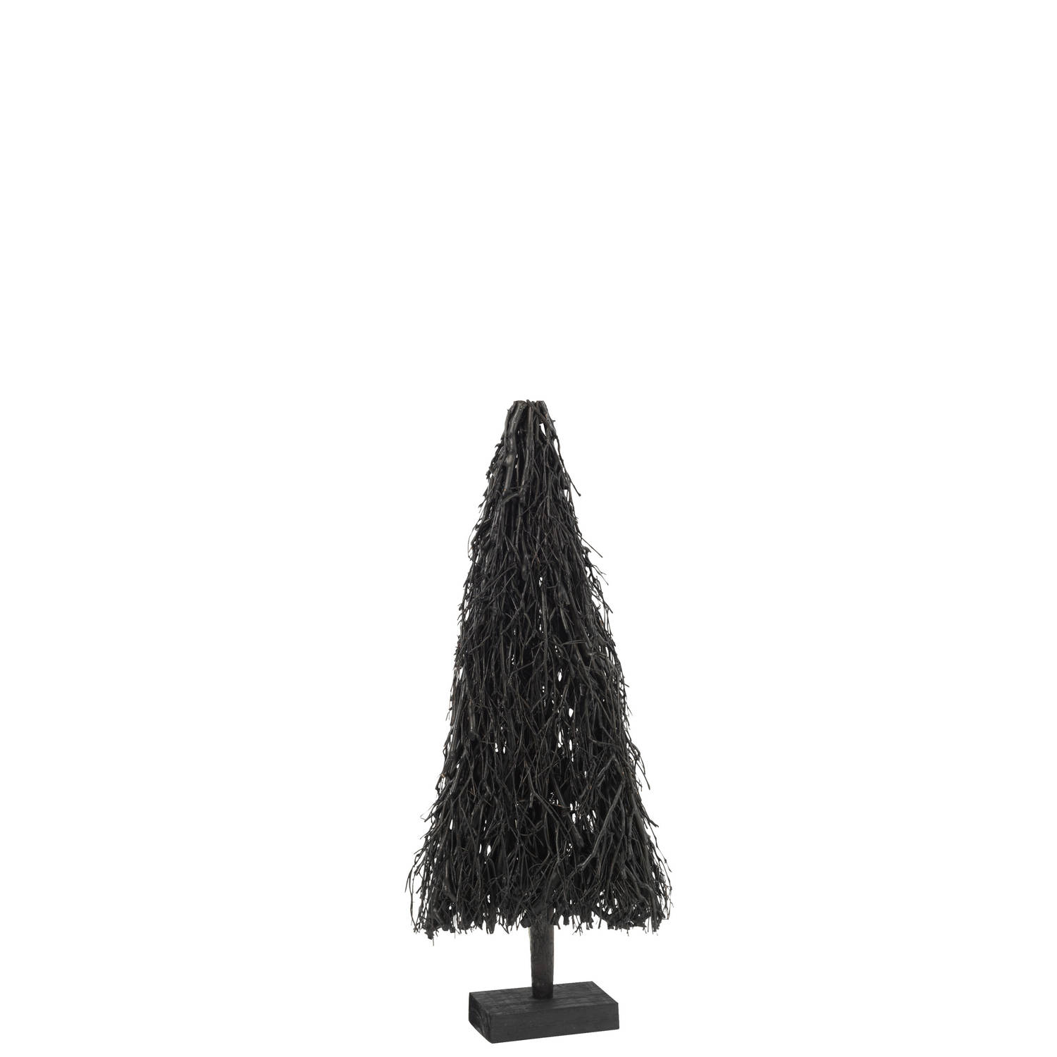 J-line - Kerstboom Plat Takken Hout Zwart Small - 37x15x90.5cm