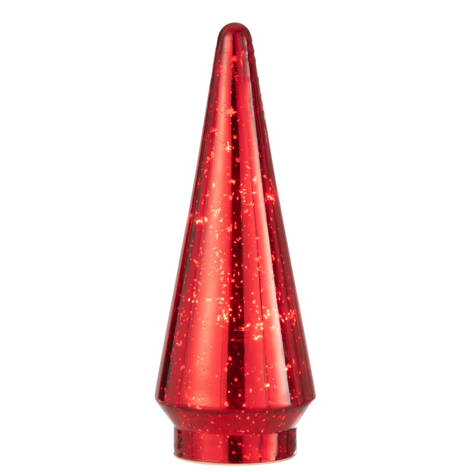 J-line - Kerstboom Led Glas Rood Large - 12x12x33cm