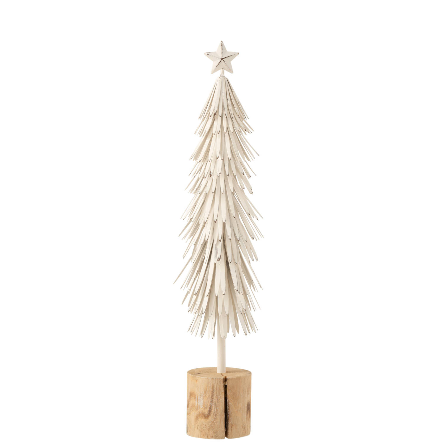 J-line - Kerstboom Op Voet Metaalwit Large - 14x14x48cm