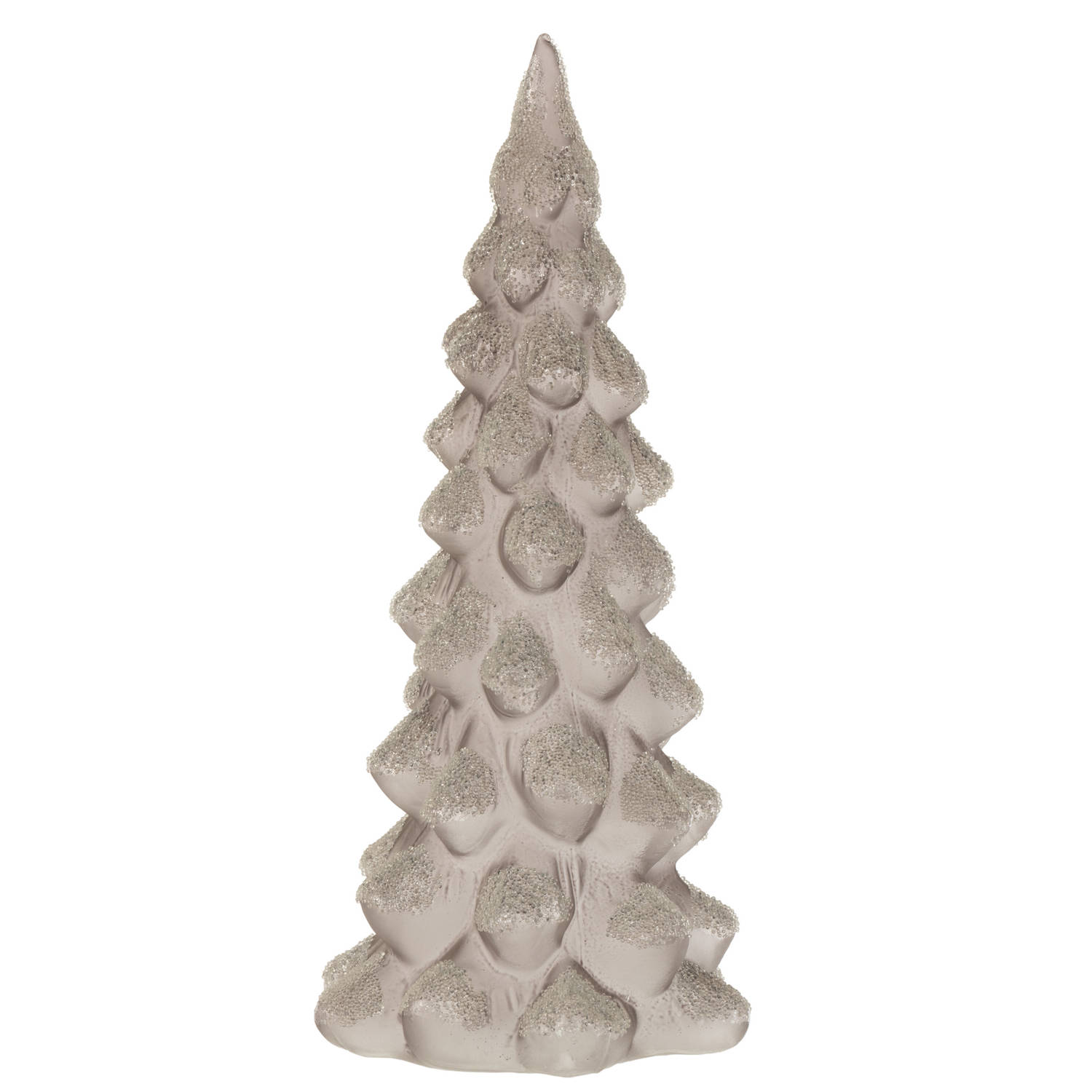 J-line - Kerstboom Deco Suiker Glas Frosted Grijs Large - 14x14x35cm