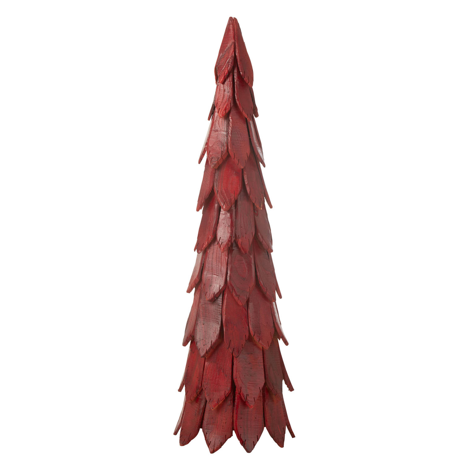 J-line - Kerstboom Stukken Hout Rood Large - 37x37x120cm